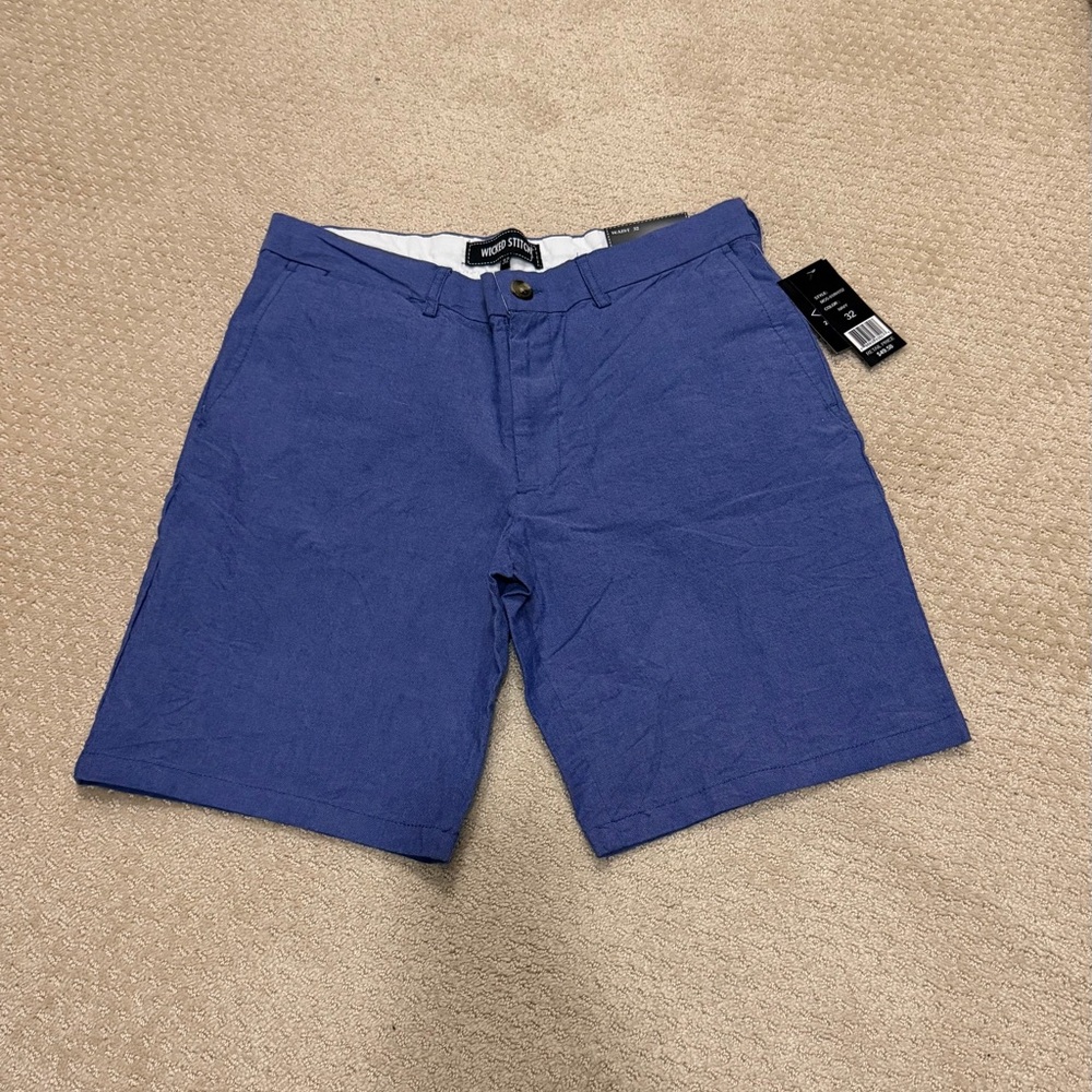Men's Blue Cotton Shorts